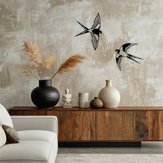 Geometric swallows wall art