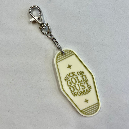 Retro motel style keyring - Gold Dust Woman