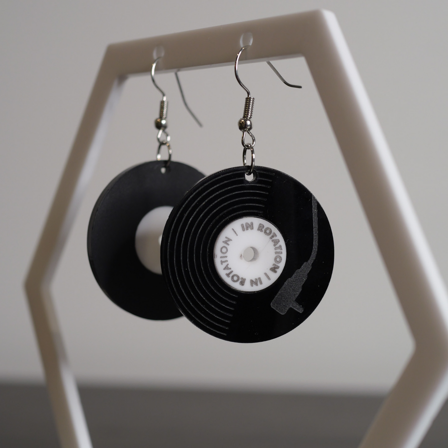 In-rotation record earrings