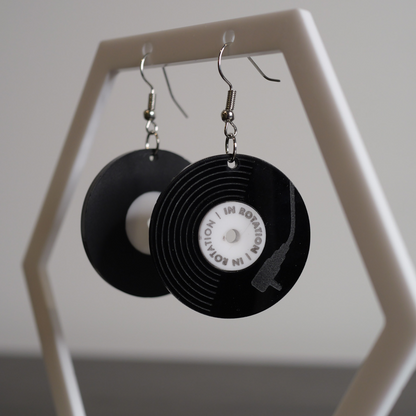 In-rotation record earrings