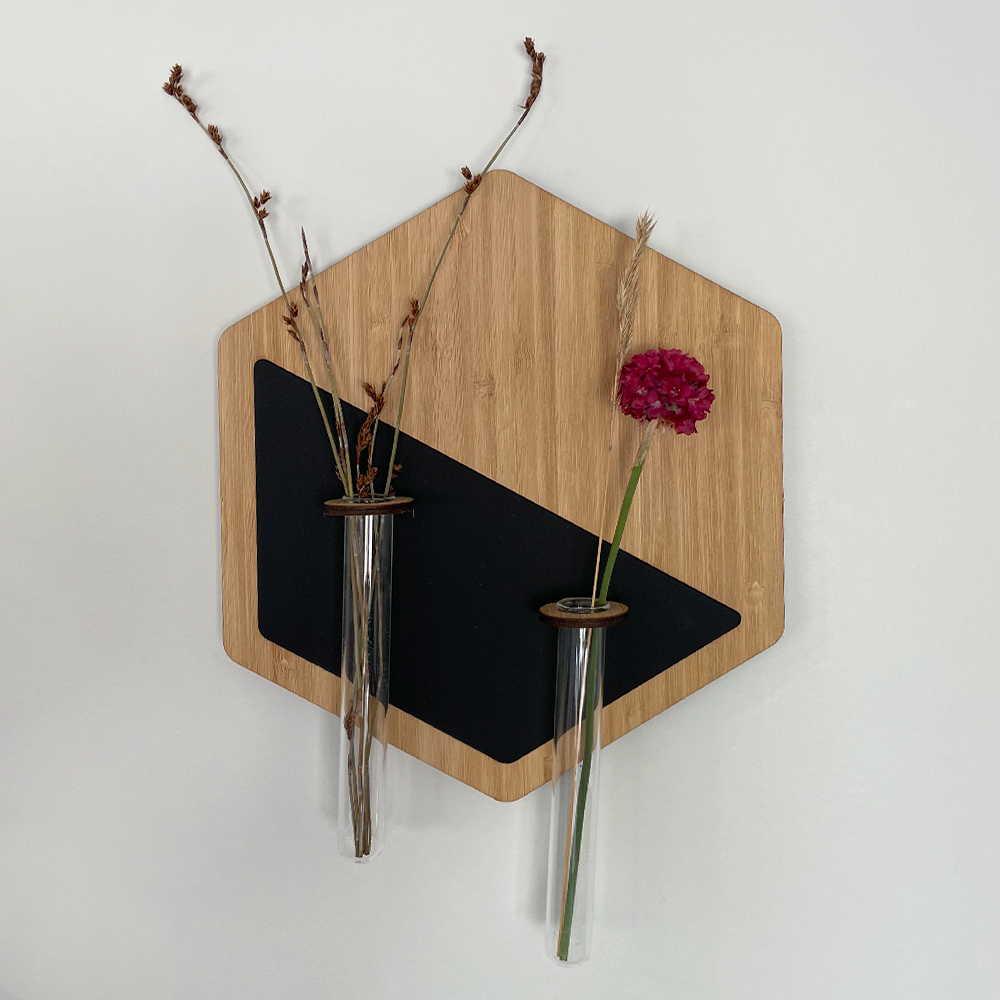 Hexagonal test-tube vase wall hanging