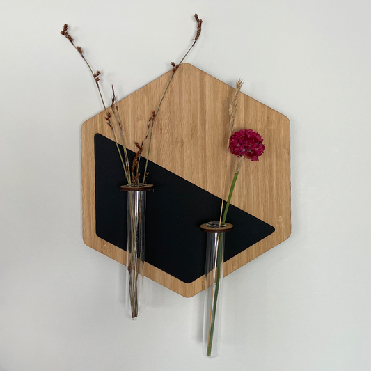 Hexagonal test-tube vase wall hanging