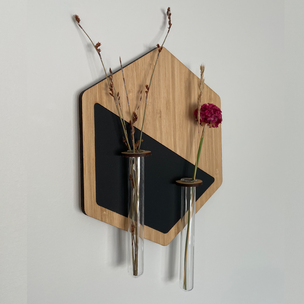 Hexagonal test-tube vase wall hanging
