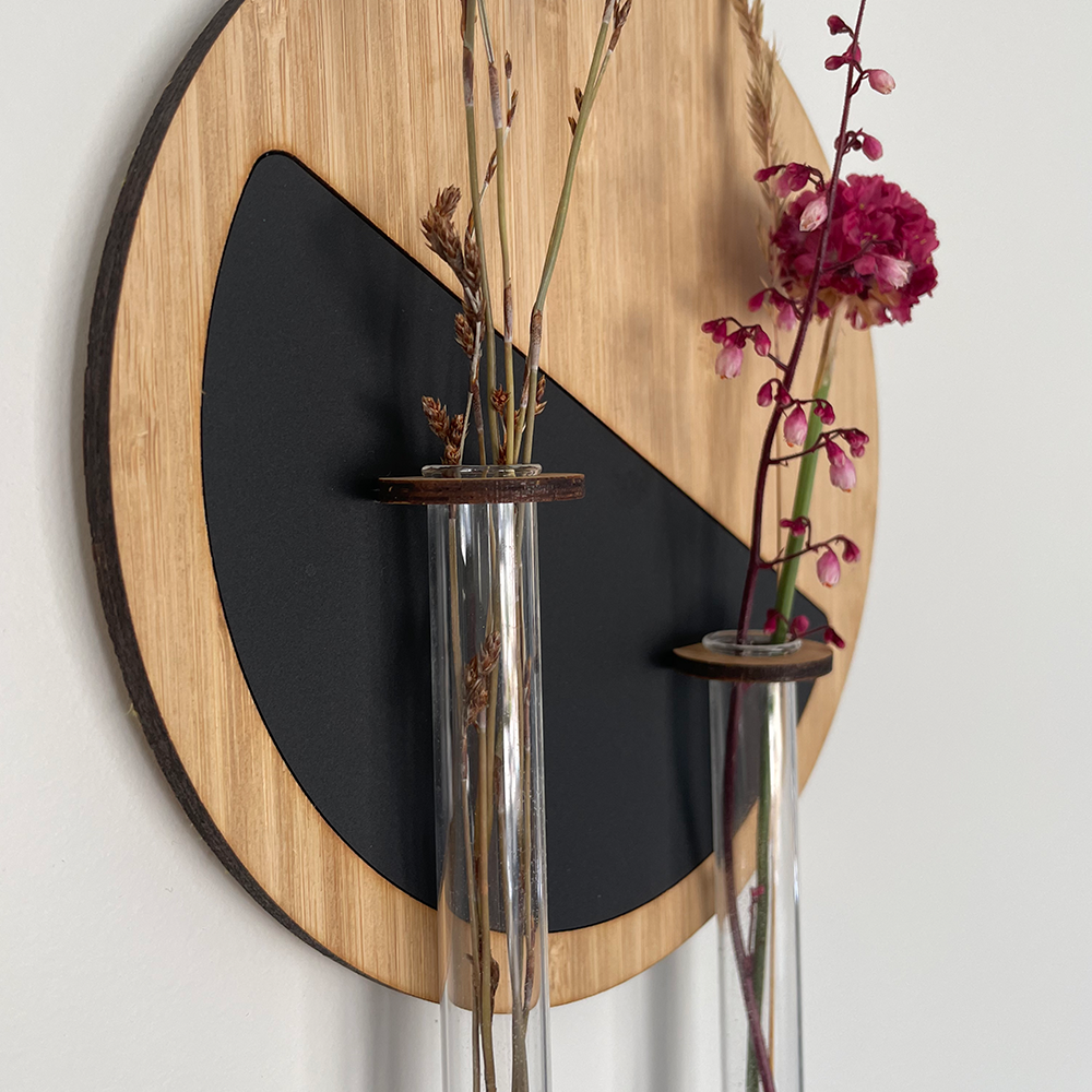 Round test-tube vase wall hanging