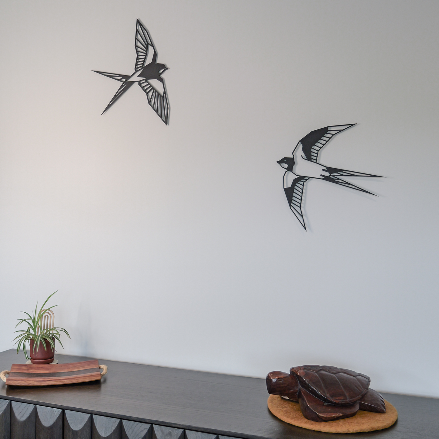 Geometric swallows wall art
