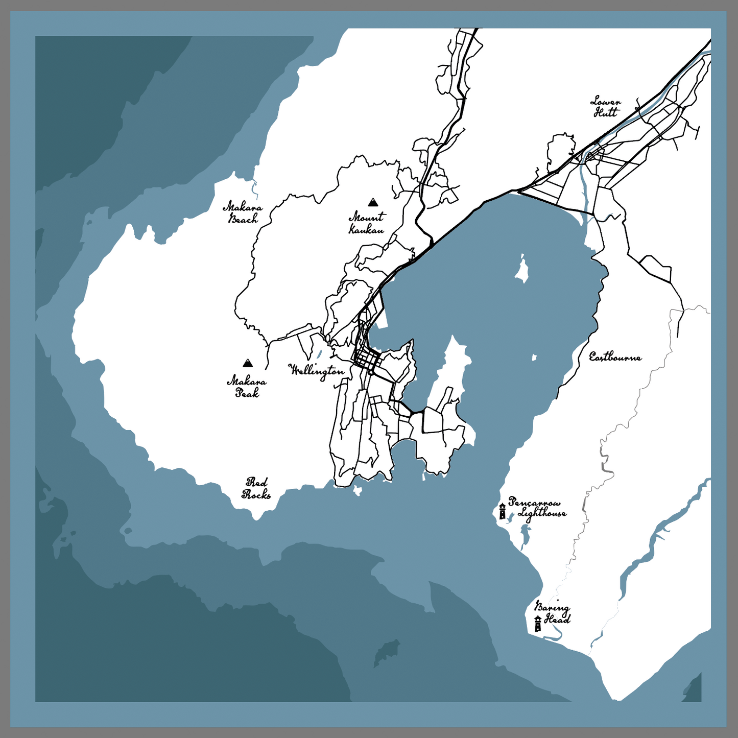 Custom Coastal Contour Map
